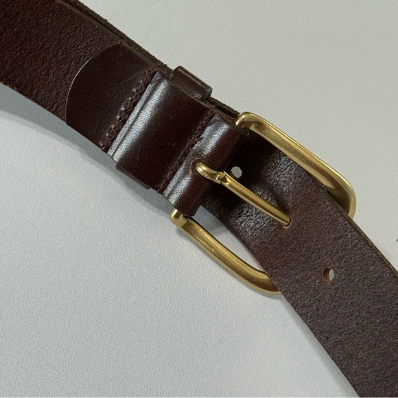 Eddie Bauer Genuine Leather Belt Size L Brown Solid Brass England - Picture 4 of 13